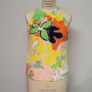 Trina Turk Multicolor Floral Top. 100% Silk. Size XS